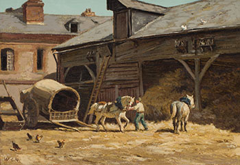 In the Courtyard of the Farmstead by Willem Carel Nakken vendu pour $1,000