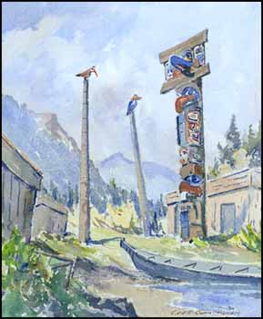 Haida Village by Cecil A. de T. Cunningham vendu pour $489