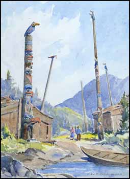 Haida Totem Poles, BC by Cecil A. de T. Cunningham sold for $633
