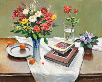 Still Life with Books & Flowers by Frank Nemeth vendu pour $1,375