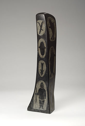 Obelisk with Incised Arctic Motifs by Attributed to Isa Aqiattusuk Smiler sold for $1,375