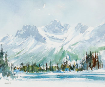 Bow River, Canmore, Chinaman's Peak (03349) by John Harvie sold for $438