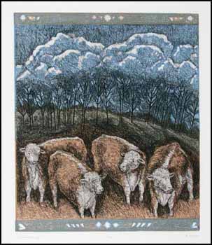 Cows Near Night (00026/2013-T490) by Helen Mackie vendu pour $250
