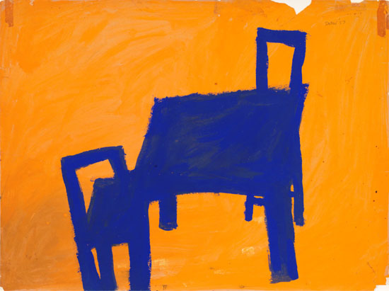 Table and Chairs in Blue and Yellow by Michael James Aleck Snow