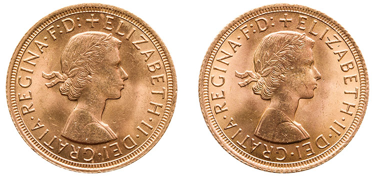 Two Elizabeth II Gold Sovereigns 1964 and 1965, London Mint par  United Kingdom