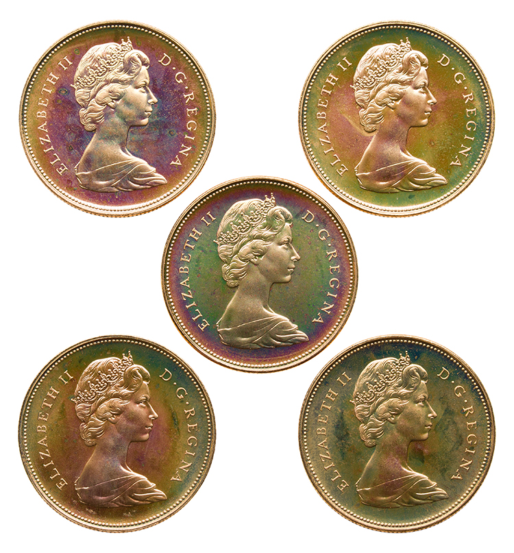 Five Elizabeth II Gold Specimen 20 Dollars 1967, “Confederation Centennial – Canadian Coat of Arms” by  Canada