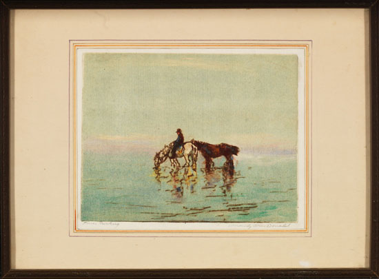 Horses Drinking by Manly Edward MacDonald