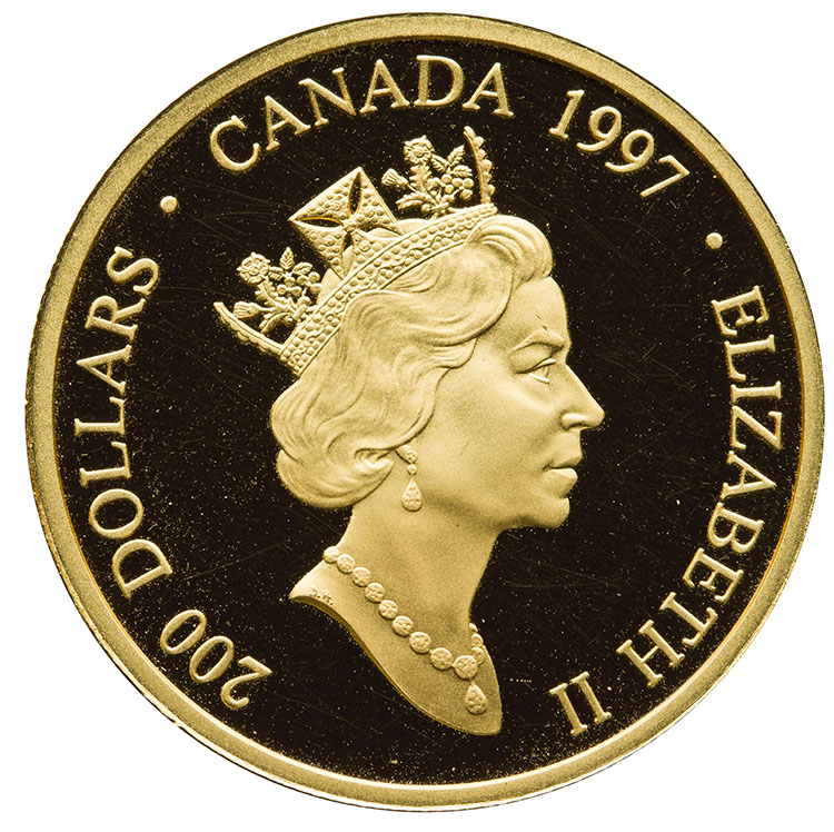 Elizabeth II Gold Proof 200 Dollars 1997, “Raven Bringing Light to the World – Robert Davidson” par  Canada