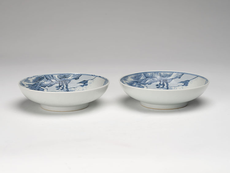 A Pair of Chinese Export Blue and White 'Landscape' Dishes, 18th/19th Century par  Chinese Art