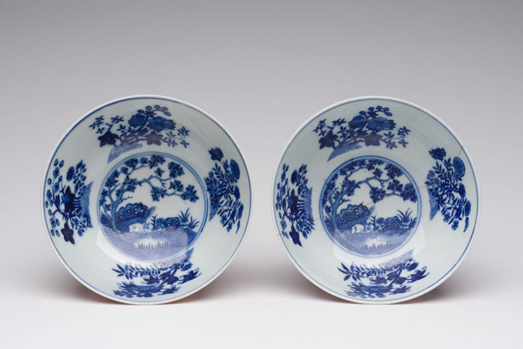 A Pair of Chinese Famille Rose Pink Ground Medallion Bowls, Daoguang Period, Republican Period by  Chinese Art