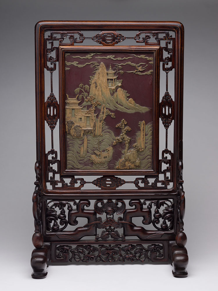 A Chinese Carved Inkstone Landscape Panel, Republican Period par  Chinese Art