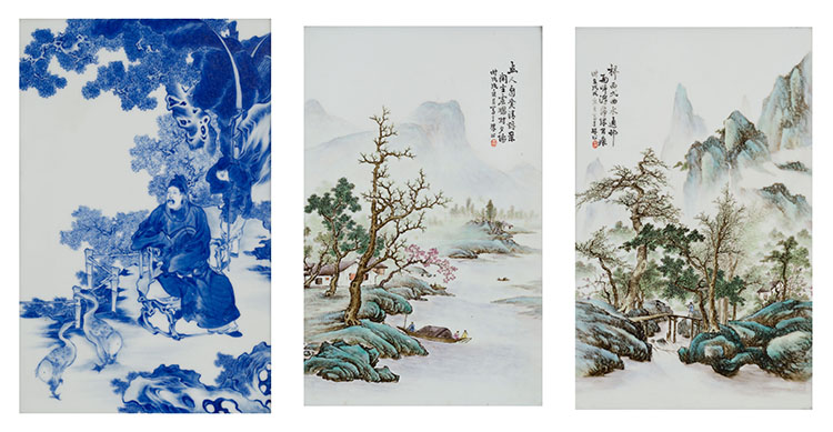 Three Chinese Porcelain Enamelled Panels, 20th Century par  Chinese Art