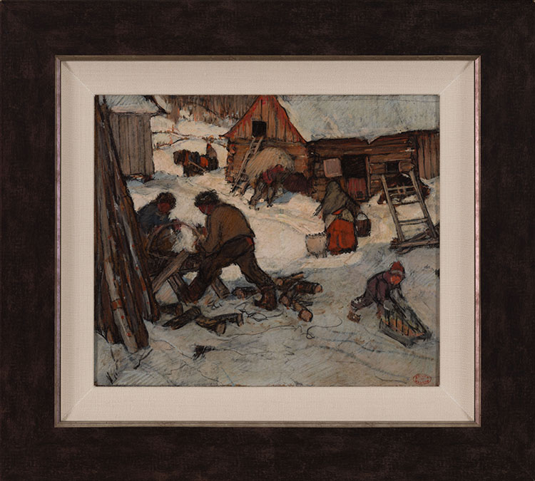 Farmyard in Winter, study for the illustration on page 97 of Maria Chapdelaine par Clarence Alphonse Gagnon