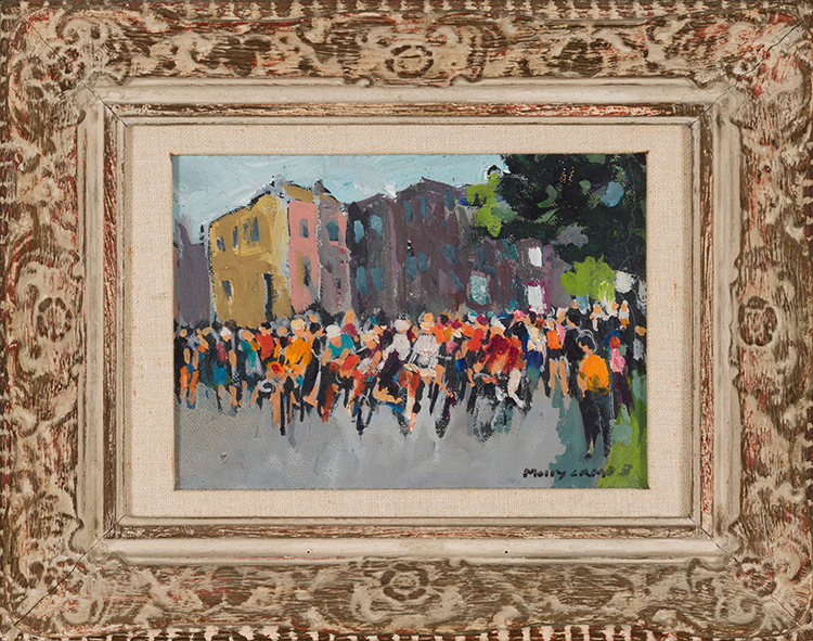 Street Scene with Cyclists by Molly Joan Lamb Bobak
