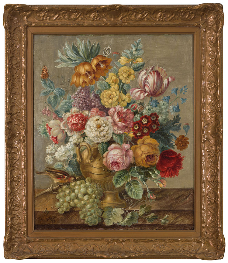 Still Life with Flowers on a Marble Ledge par Joseph Nigg