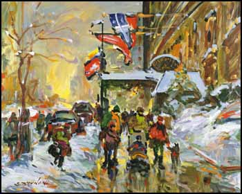 Montréal devant le Ritz-Carlton, Rue Sherbrooke by Serge Brunoni vendu pour $3,163