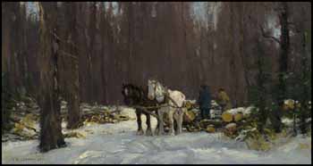 Loading Logs, Eastern Townships by Frederick Simpson Coburn vendu pour $46,000