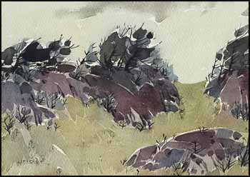 Rock Outcrop with Trees #1 (00644/2013-192) by Luke Orton Lindoe sold for $1,000