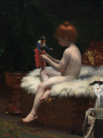 Awaiting the Bath by Paul Peel sold for $121,250
