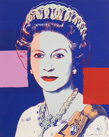 Queen Elizabeth II of the United Kingdom, from Reigning Queens, Royal Edition (F.S.II.337A) by Andy Warhol sold for $1,141,250