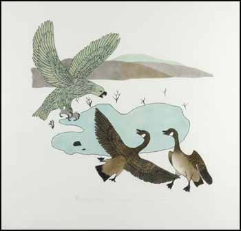 An Eagle with Two Geese by Juanisi Jakusi Itukalla sold for $156