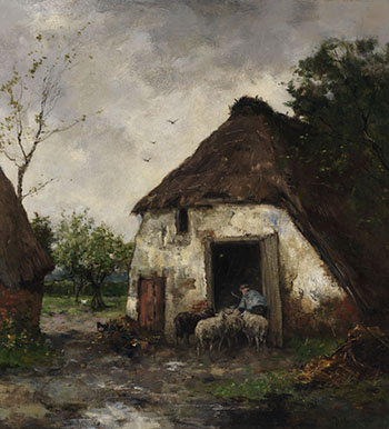 Dutch Farmyard by Johan Frederik Scherrewitz vendu pour $1,125