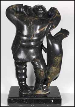 Man and Bear by Kabubuwa (Qavaroak) Tunnillie vendu pour $1,250