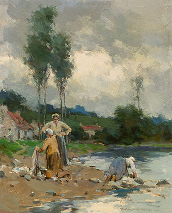 Washing at the Riverbank by Farquhar McGillivray Strachan Stewart Knowles vendu pour $1,500