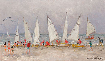 L'école de voile, temps couvert (Deauville) by André Hambourg sold for $6,250