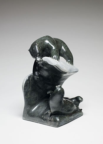 Bear Hunting Mother Seal and Cub by Juanisi Jakusi Itukalla sold for $1,250