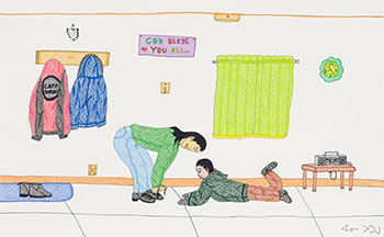 Tying Shoelaces by Annie Pootoogook sold for $3,750