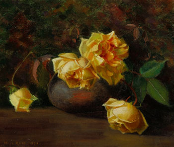 Still Life with Yellow Roses by Mary Augusta Hiester Reid sold for $2,500