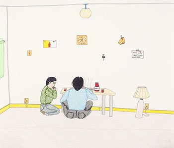 Untitled (Eating at the Table) by Annie Pootoogook sold for $10,000