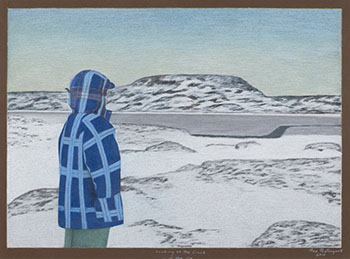 Looking at the Crack in the Ice by Itee Pootoogook sold for $10,000