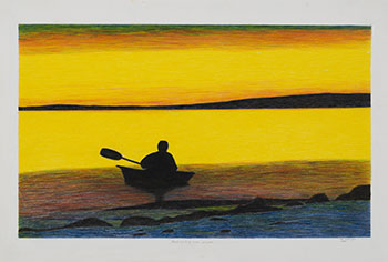 Testing his New Kayak by Itee Pootoogook sold for $5,625