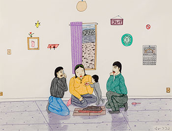 Family and Baby by Annie Pootoogook vendu pour $6,250