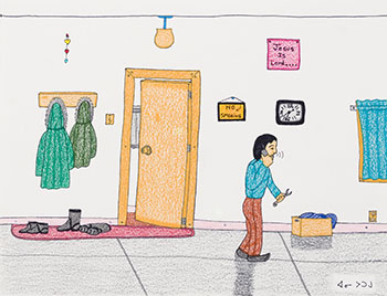 Interrupted by a Phone Call by Annie Pootoogook sold for $6,250