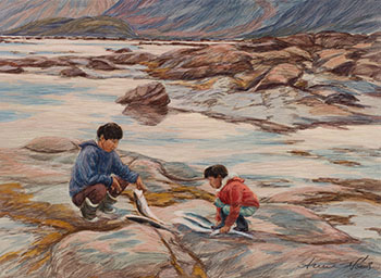 Kamea and his Son with Arctic Char by Anna T. Noeh sold for $625