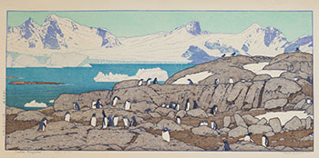 Gentoo Penguins by Toshi Yoshida sold for $625
