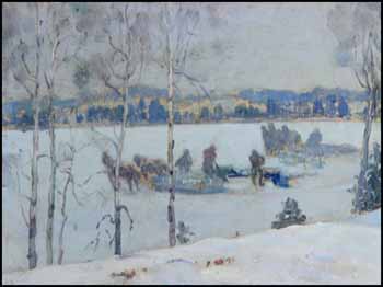 Ice Cutting, South Lake by Christian (Andreas) Gottfried Lapine sold for $1,725