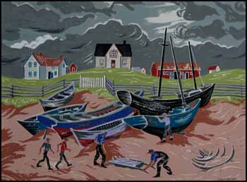 Boats, Ingonish, Cape Breton, Nova Scotia by Bobs (Zema Barbara) Cogill Haworth sold for $1,093