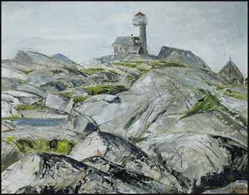 Atlantic Lighthouse (Peggy's Cove, Nova Scotia) by Joseph Sydney Hallam vendu pour $936