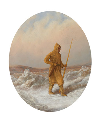 Indian Hunter Crossing the Ice by After Cornelius Krieghoff vendu pour $4,688