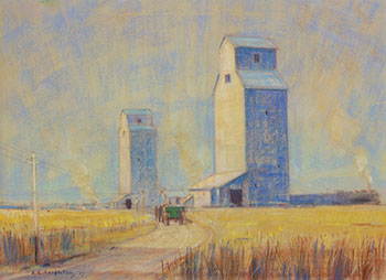 Grain Elevators by Alfred Crocker Leighton vendu pour $1,750