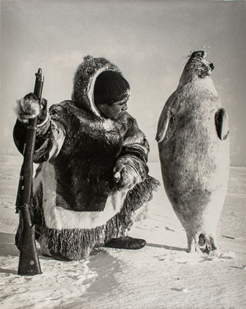 Kalaut with seal he has shot near Igloolik, N.W.T., 1952 by Richard Harrington vendu pour $2,000