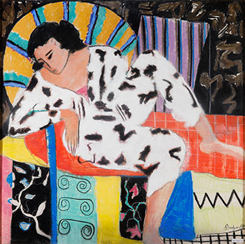 Femme et tapis d'Orient (03733/A85-043) by Daniele Rochon vendu pour $563