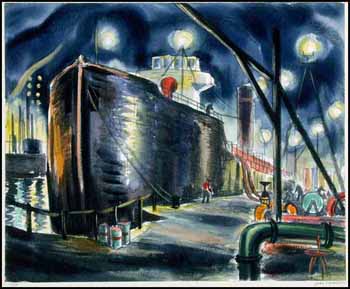 Dock Scene (00389/2013-T394) by John Stanley Walsh sold for $250