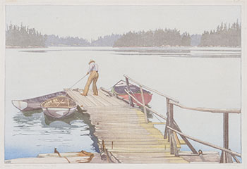 Sharp's Dock, Pender Harbour par Walter Joseph (W.J.) Phillips