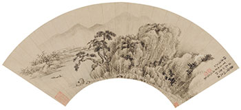 Mountain and Pine Trees, Early Qing Dynasty by Tang Jun