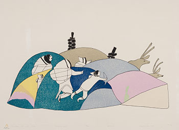 Caribou in the Hills by Napachie Pootoogook